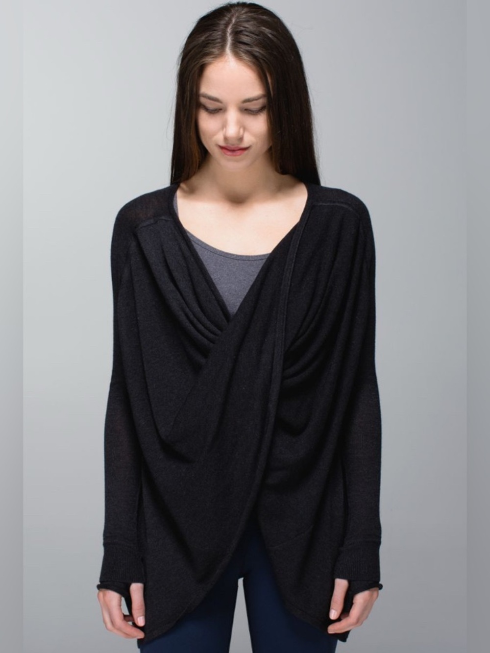 lululemon athletica Black Draped Open-Front Sweater
